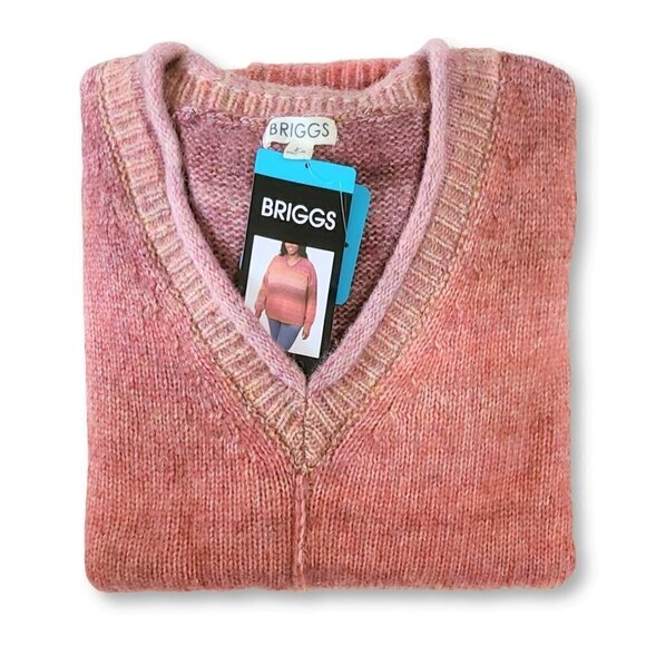 NWT Briggs Women's Plus Cozy V-Neck Ombre Knitt Sweater - Picture 4 of 6